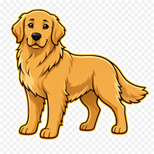 Cartoon golden retriever — tier badge